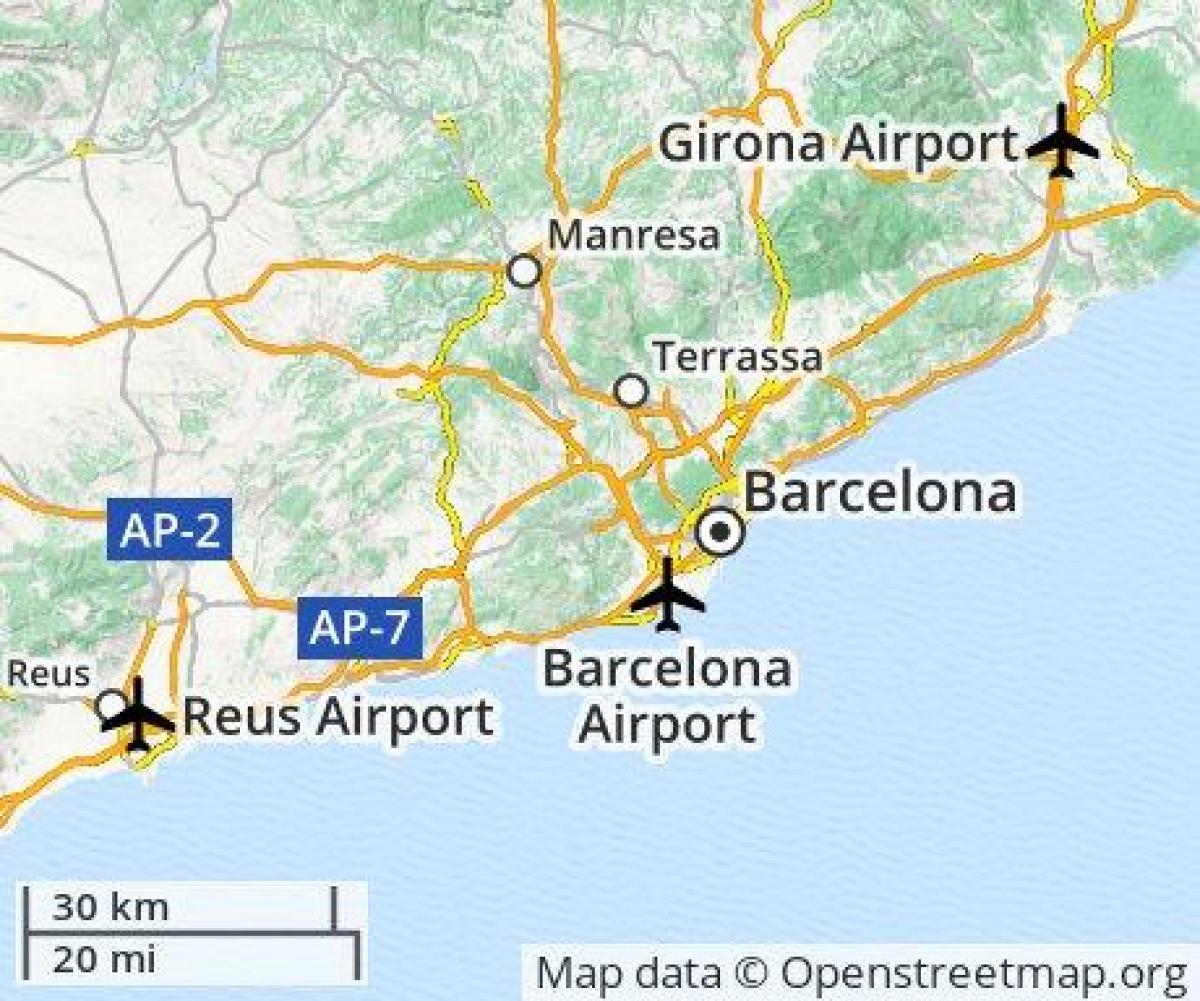 barcelona airport location map