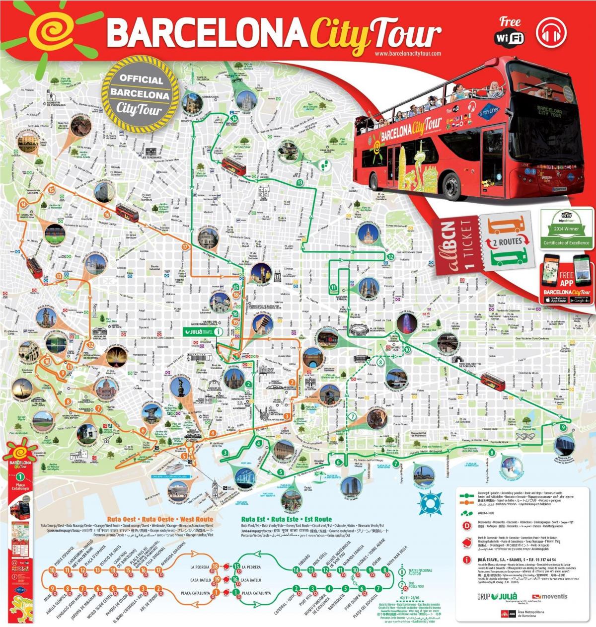 red bus tour barcelona map