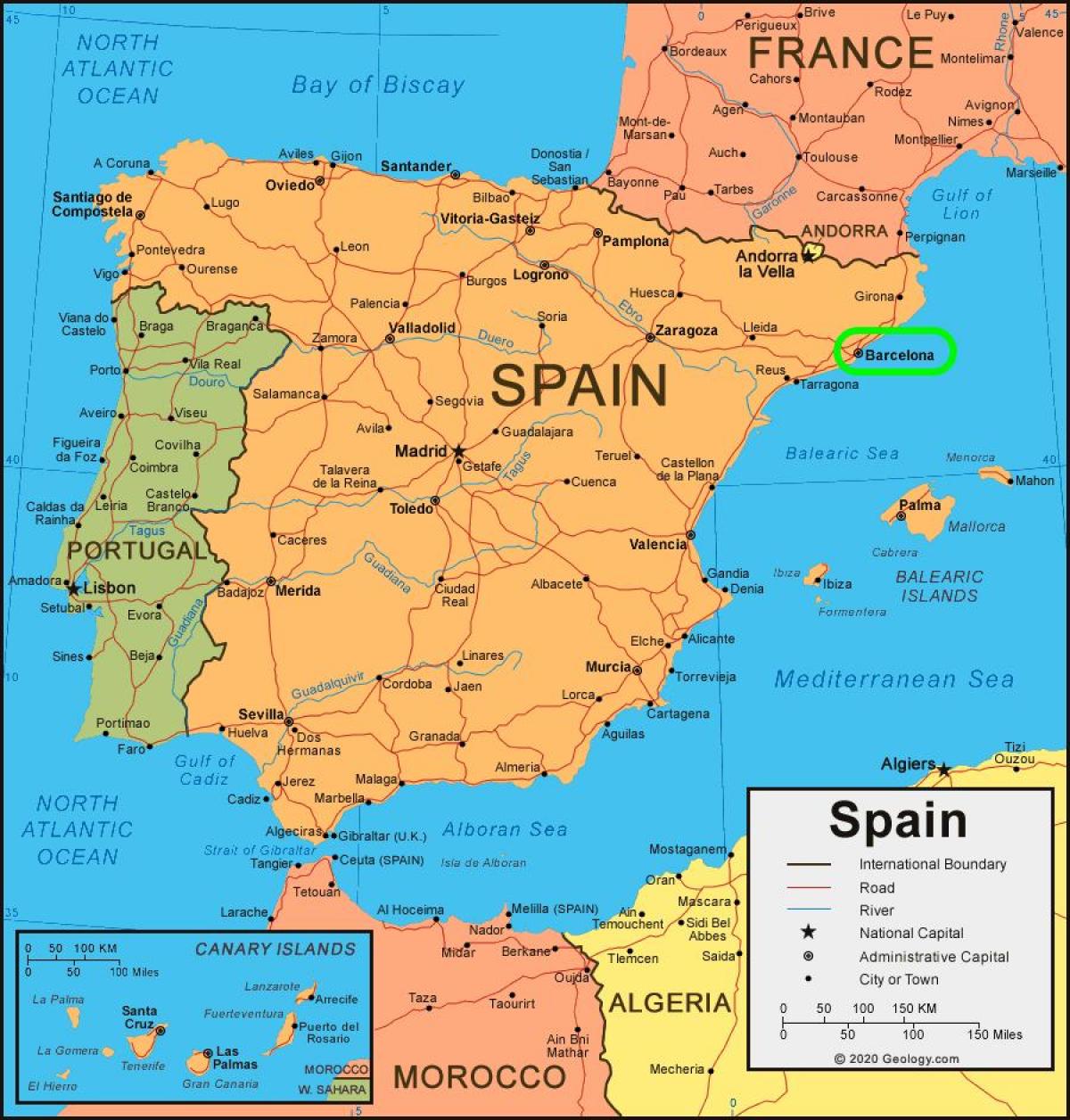 map of spain and barcelona