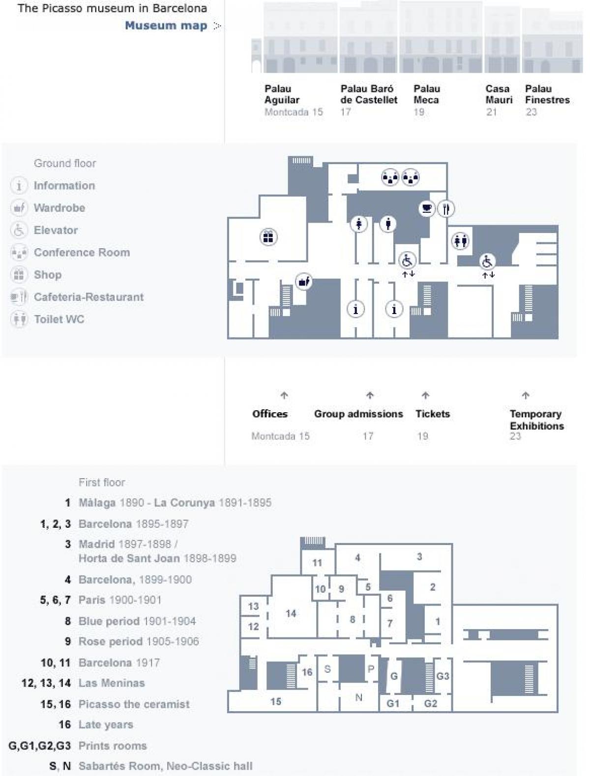 map of picasso museum barcelona 