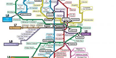 Barcelona metro map zone 1 - Barcelona metro map with zones (Catalonia