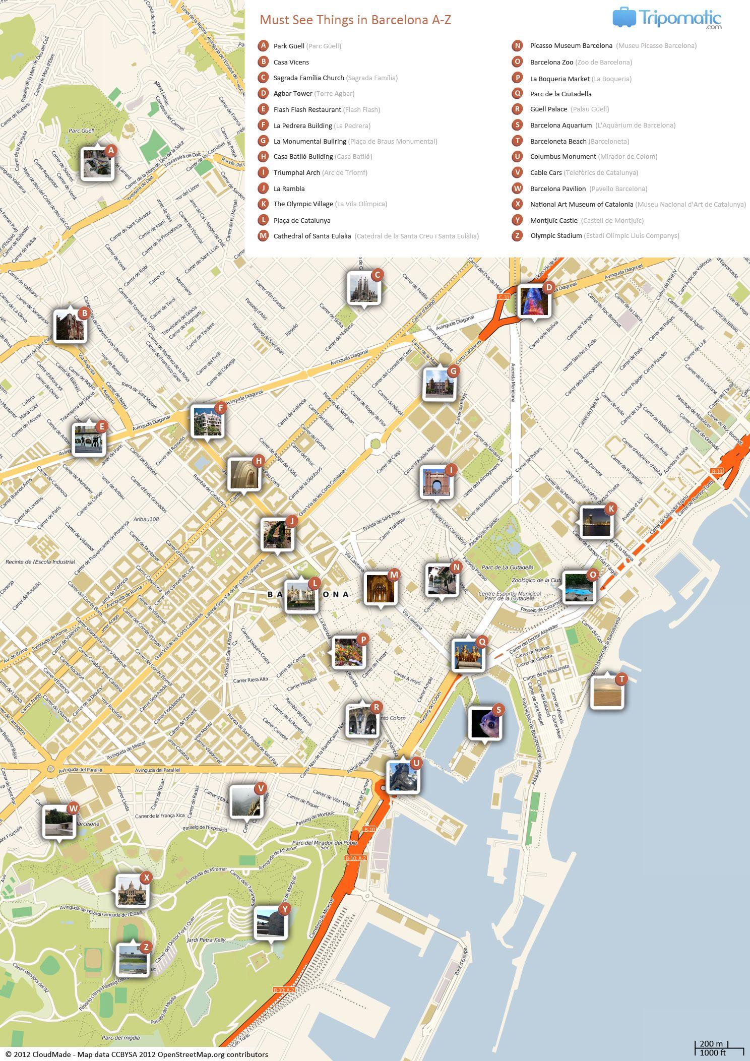 Barcelona Attractions Map 