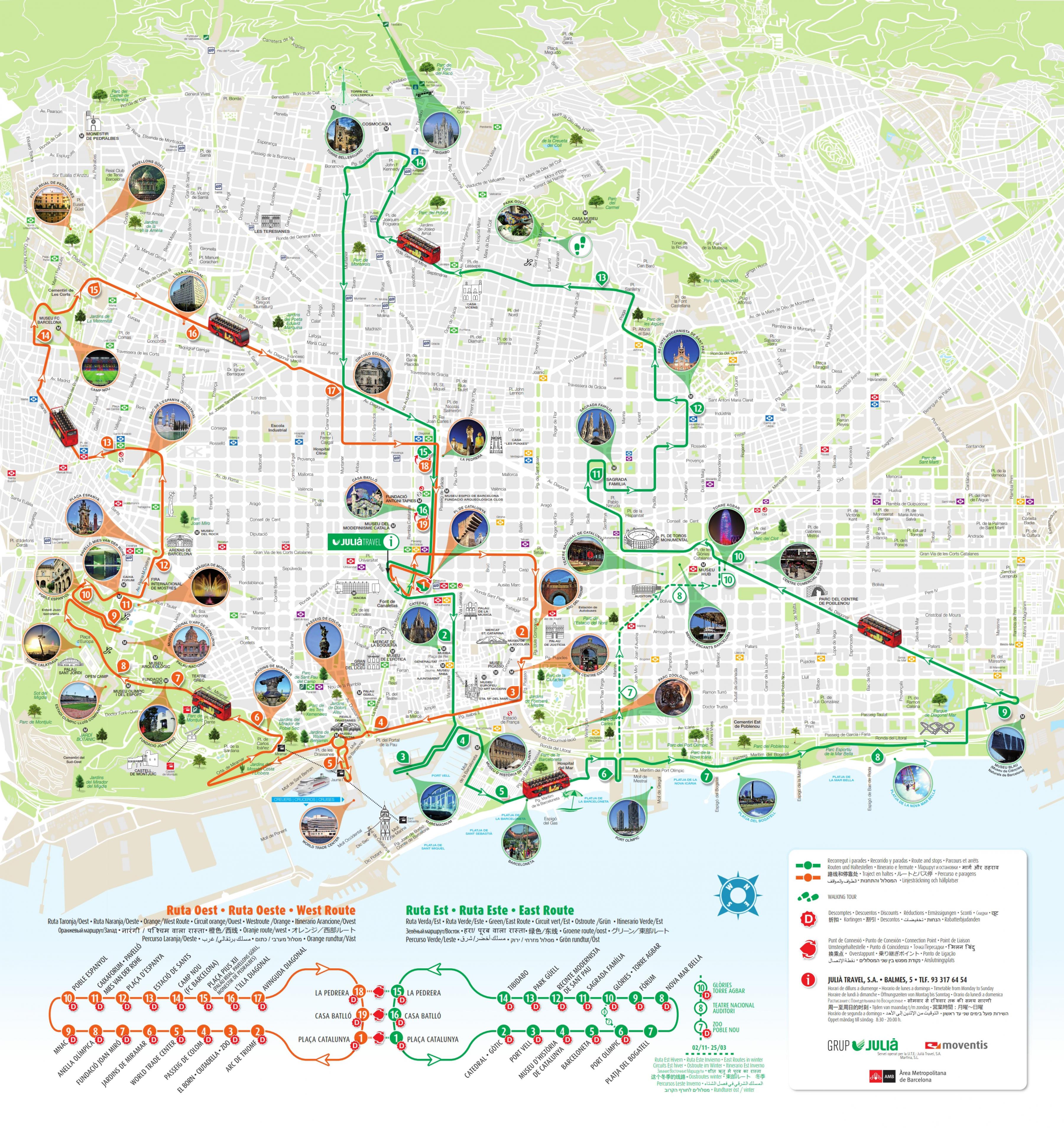 Barcelona tourist map Map of barcelona tourist sites (Catalonia Spain)