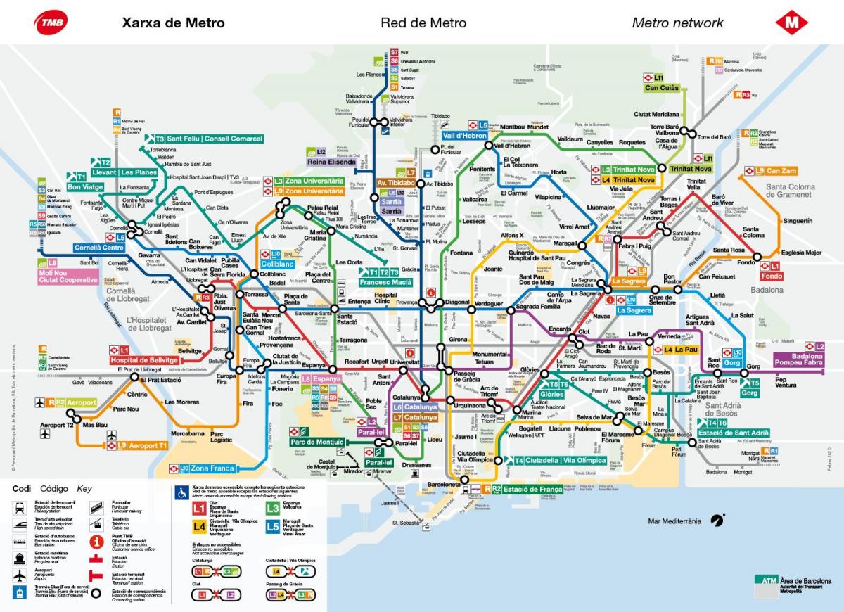 Barcelona metro map Bcn metro map (Catalonia Spain)