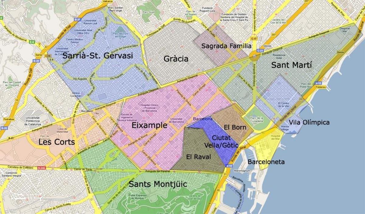 map of barcelona suburbs