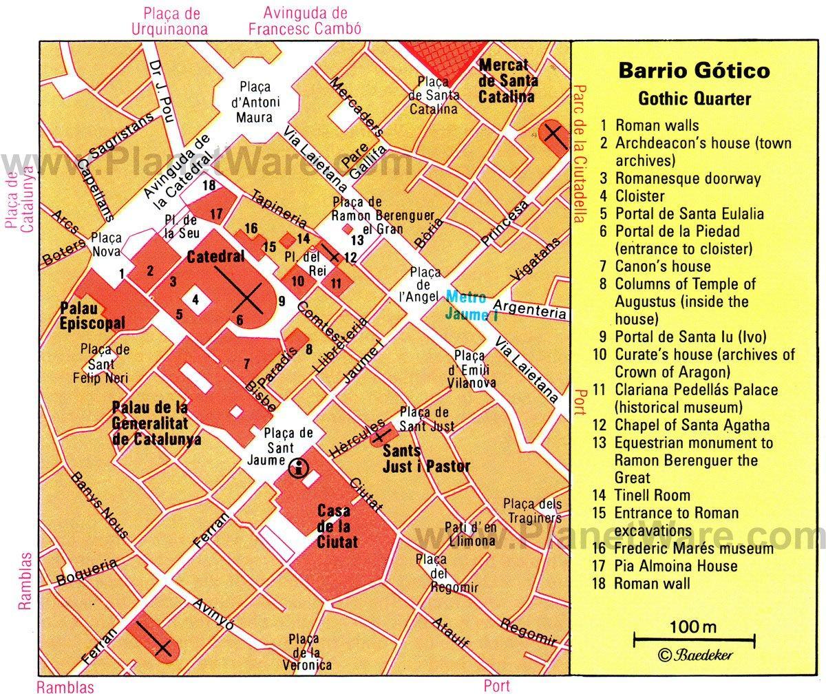 Barcelona Tourist Attractions Map 