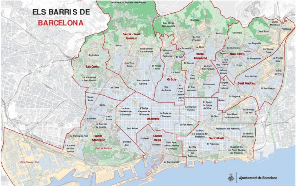 map of areas in barcelona