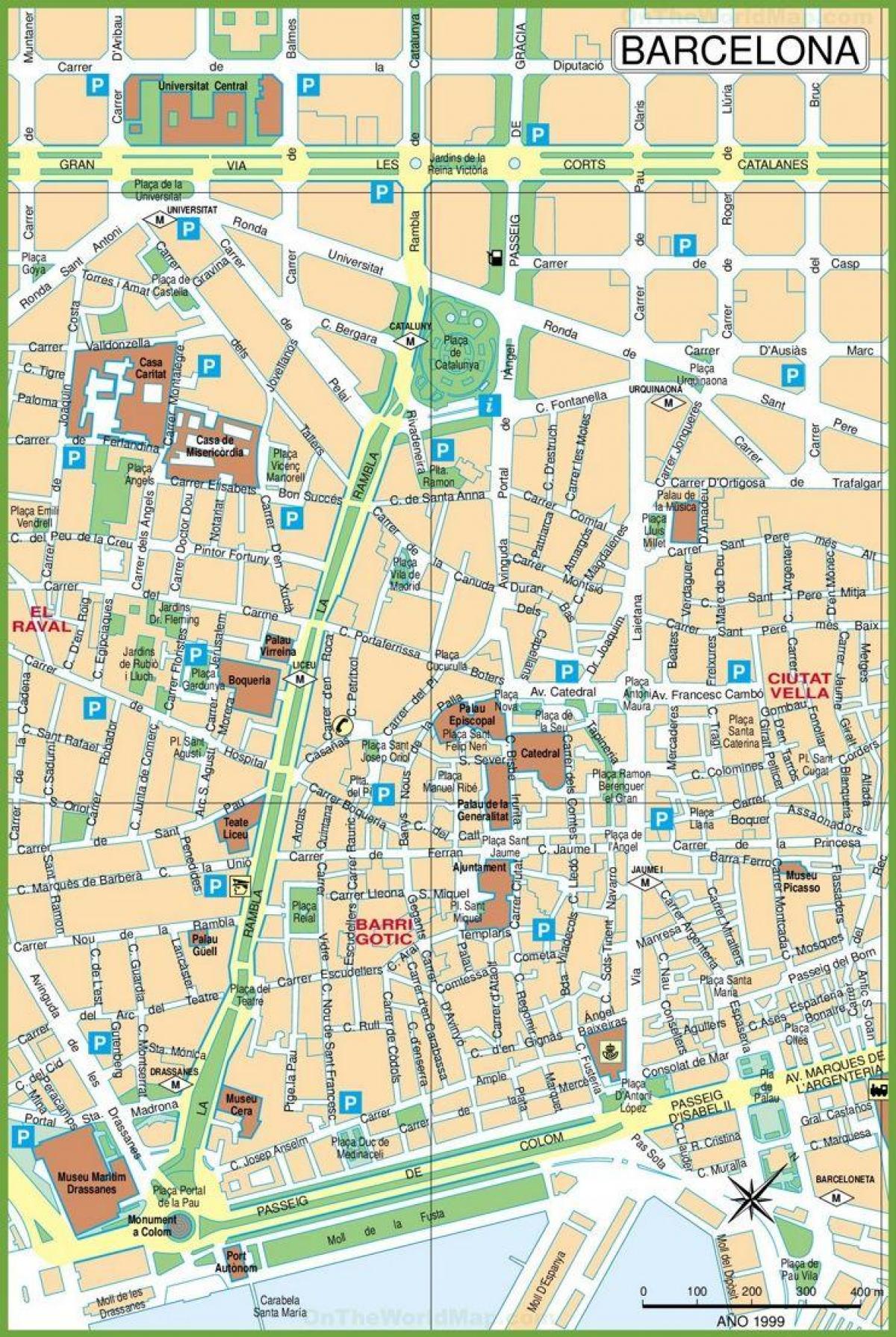 map of barcelona city centre streets