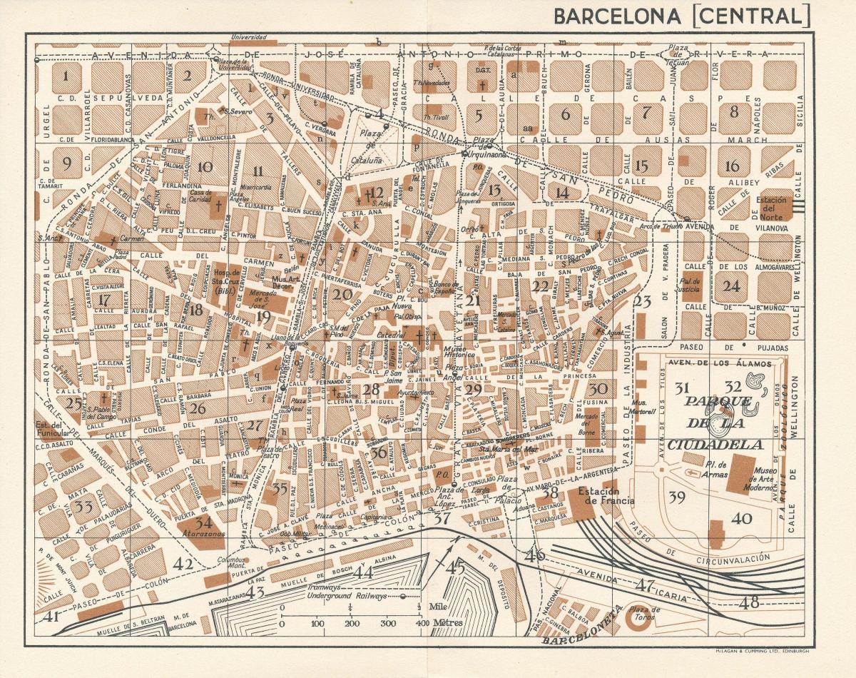map of vintage barcelona