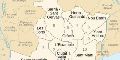 Map of barcelona districts spain