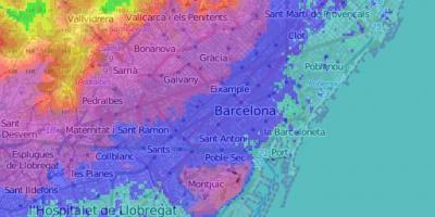 Map of barcelona topographic